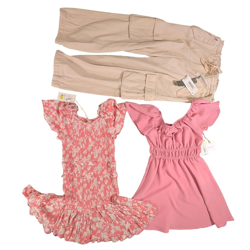 Girls Small Bundle Tractr Cargo Pants Ringinality Pink Dress C&V Girl Floral